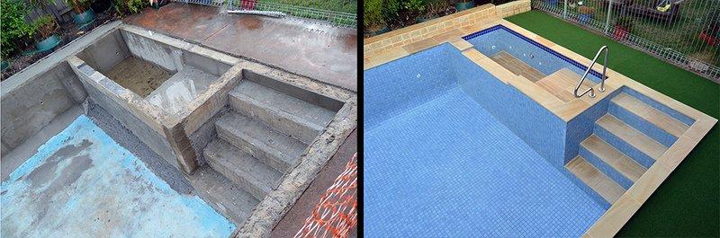 fully-tiled-pool-before-after Fully Tiled Pool Renovation